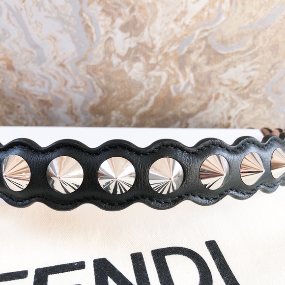 Fendi Studded Accents Embellished Leather Belt